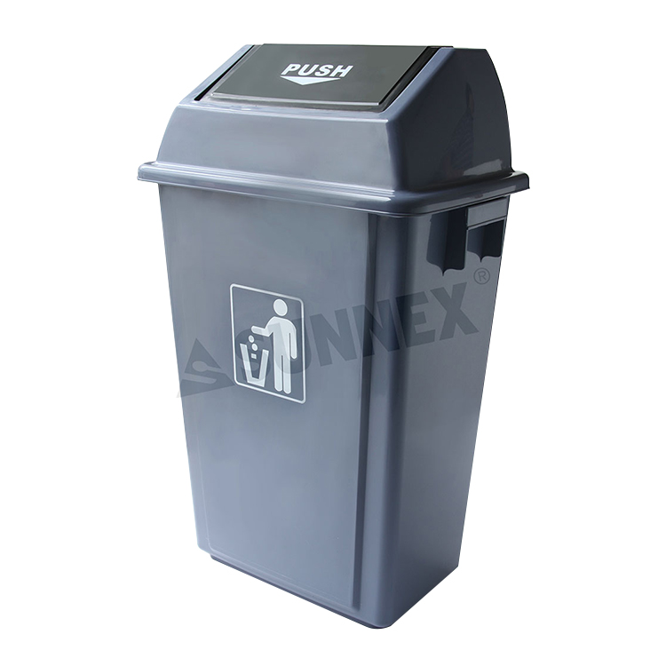 58Ltr Pp Push Cover Waste Bins For Cleaning