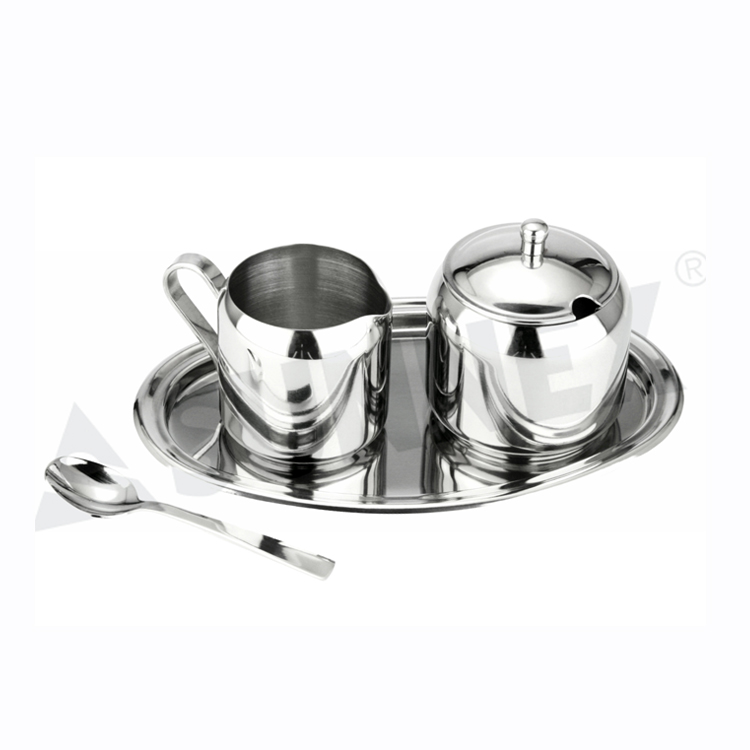 Classic Stainless Steel Sugar Bowl And Creamer Set