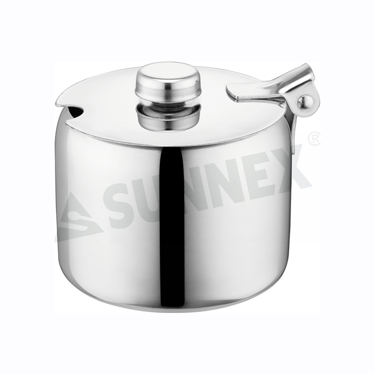 Modern Stainless Steel Sugar Bowls With Hinged Lid