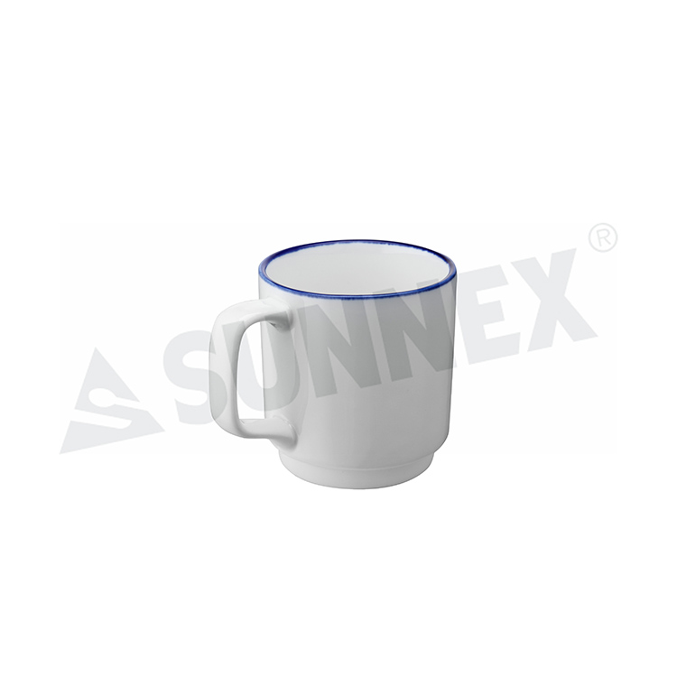 Porcelain Mug With Blue Rim