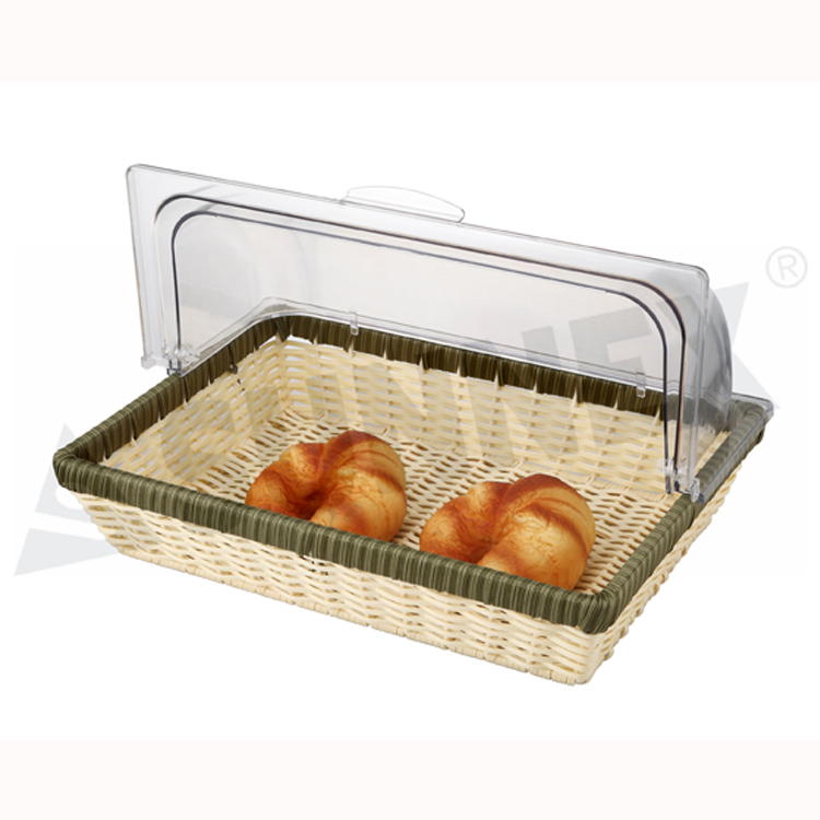 Rectangular PP Rattan Basket With Green Edge