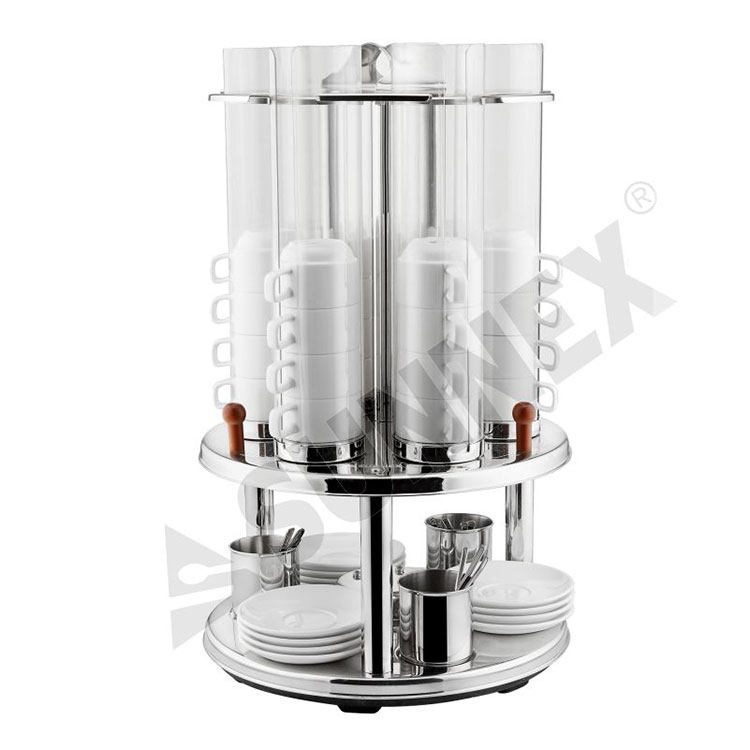 Revolving Cup Rack with Stainless Steel Base and PC Cup Tubes