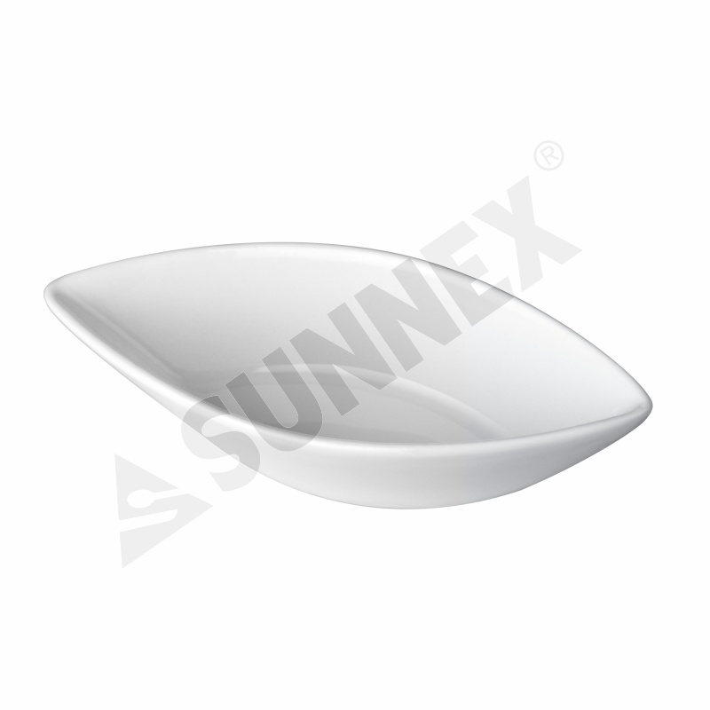 White Color Porcelain Leaves Shaped Dish