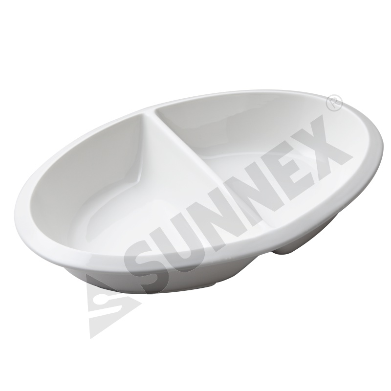 White Color Porcelain Two Division Plate